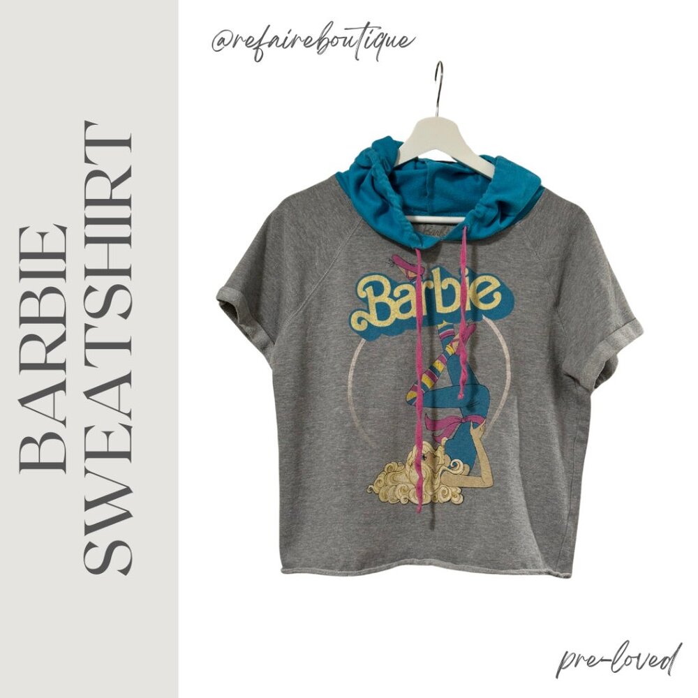 Barbie Hooded Short Sleeve Sweatshirt